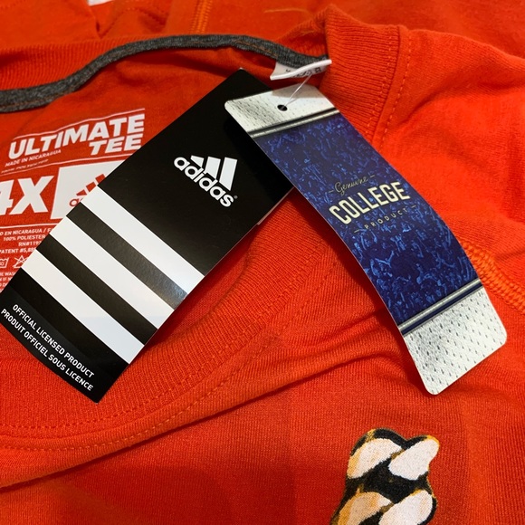 Adidas Univerity of Miami ultimate tee mens Medium Orange Logo Gold Chain 4X - Picture 3 of 4